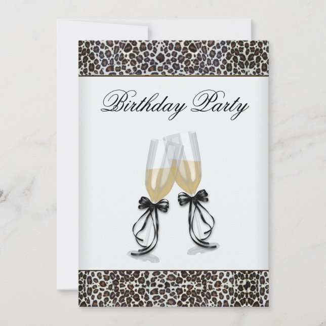 Leopard Chandelier Womans Birthday Party Invitation (Front)