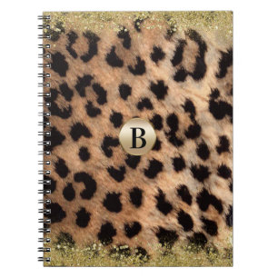 Leopard Cheetah Animal Print Gold Glitter Modern Notebook