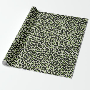 Leopard, cheetah animal print green wrapping paper