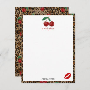 Leopard Cheetah Animal Print Red Cherry Pattern Card