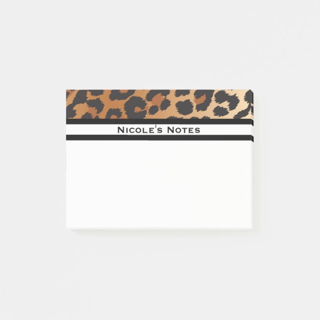 Leopard Cheetah Animal Print Trendy Personalised Post-it Notes (Front)