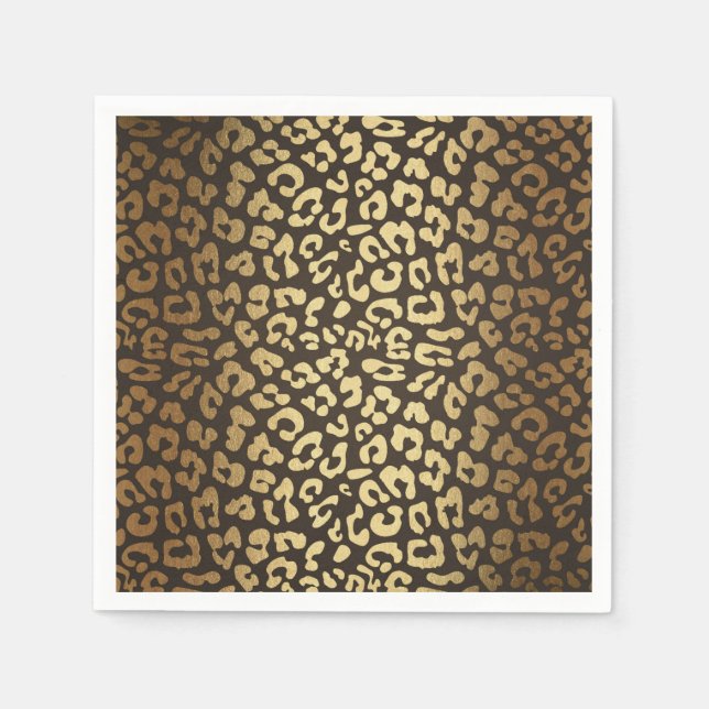 Leopard Cheetah Animal Skin Print Modern Glam Gold Napkin (Front)