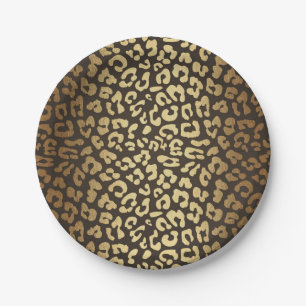 Leopard Cheetah Animal Skin Print Modern Glam Gold Paper Plate