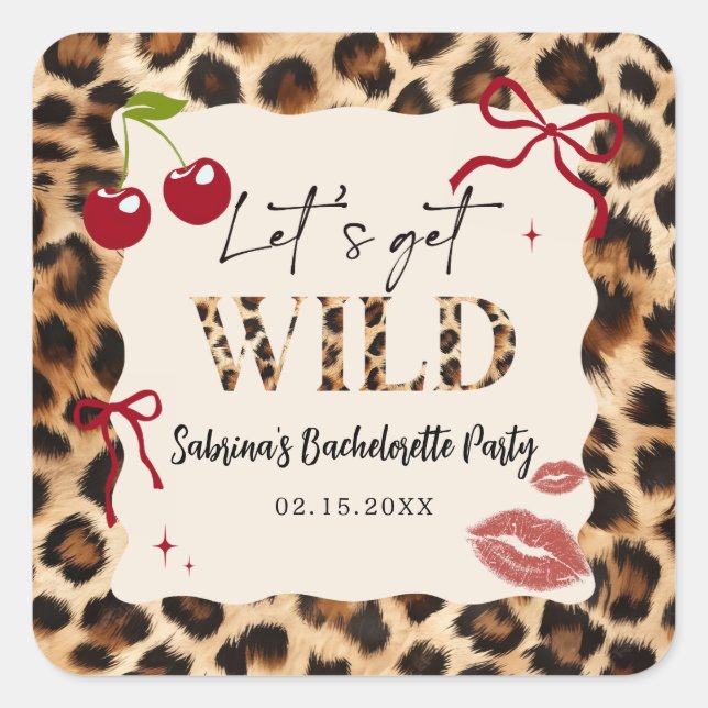 Leopard Cheetah Bachelorette Party Sticker (Front)