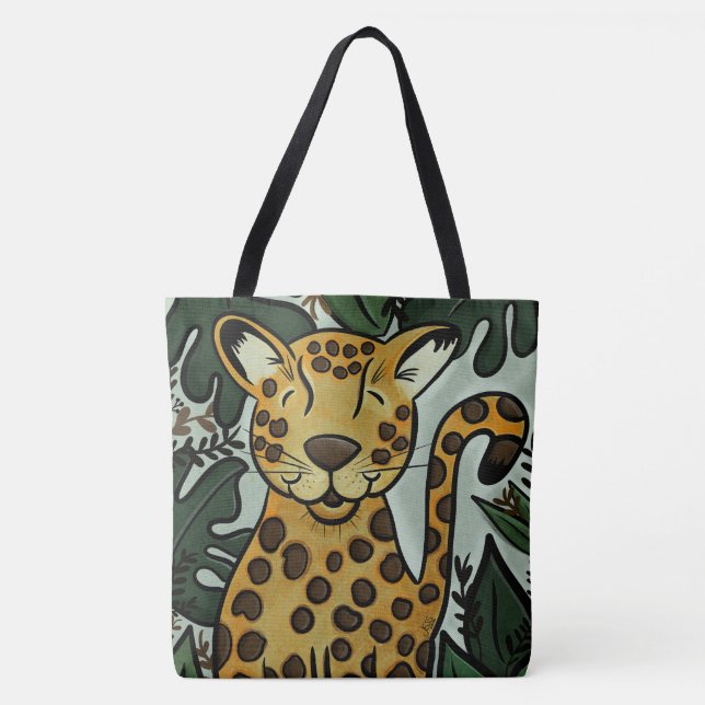 Leopard Cheetah Big Jungle Cat Art By Jess Tote Bag (Front)