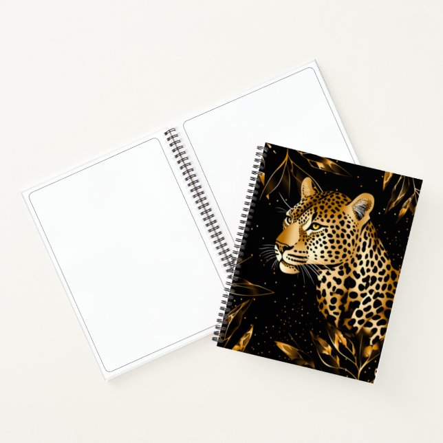Leopard Cheetah Black Gold Sketchbook Notebook (Inside)