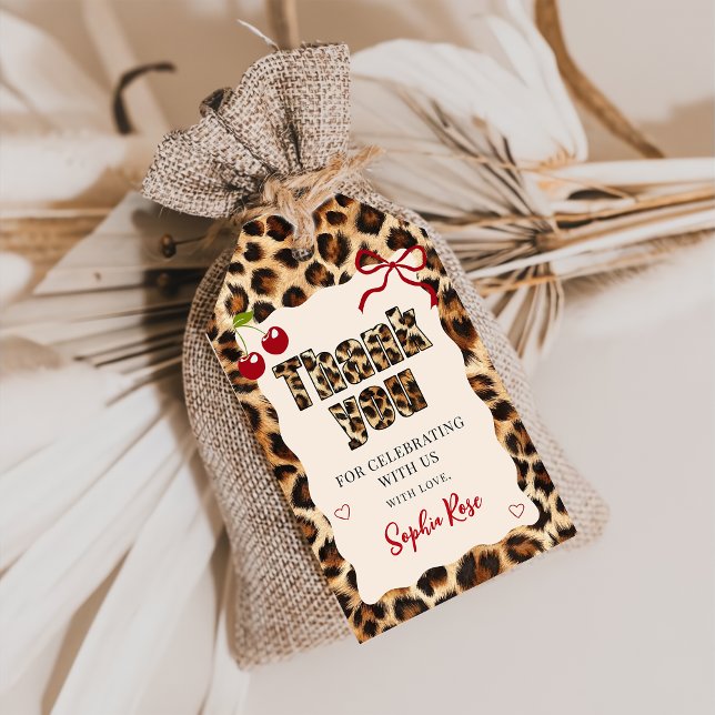 Leopard Cheetah Cherry Birthday Gift Tags (Creator Uploaded)