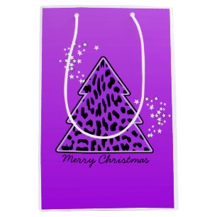 Leopard cheetah Christmas Tree  Medium Gift Bag