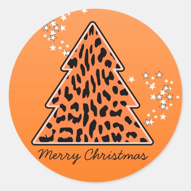 Leopard cheetah Christmas Tree Sticker (Front)