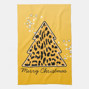 Leopard cheetah Christmas Tree Towel