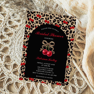 Leopard Cheetah Coquette Cherry Bridal Shower Invitation