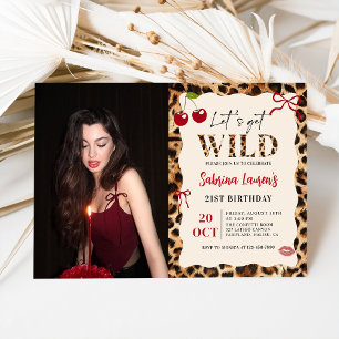 Leopard Cheetah Let’s Get Wild Birthday Photo Invitation