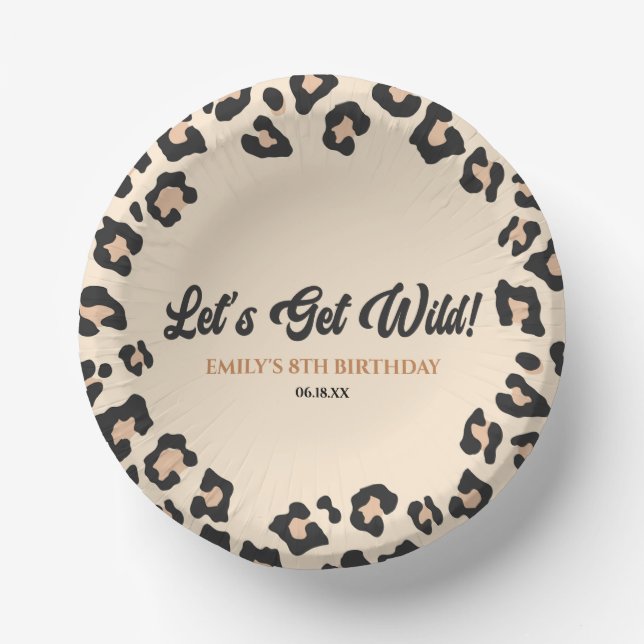 Leopard Cheetah Let's Get Wild! Birthday Party Paper Plate (Front)
