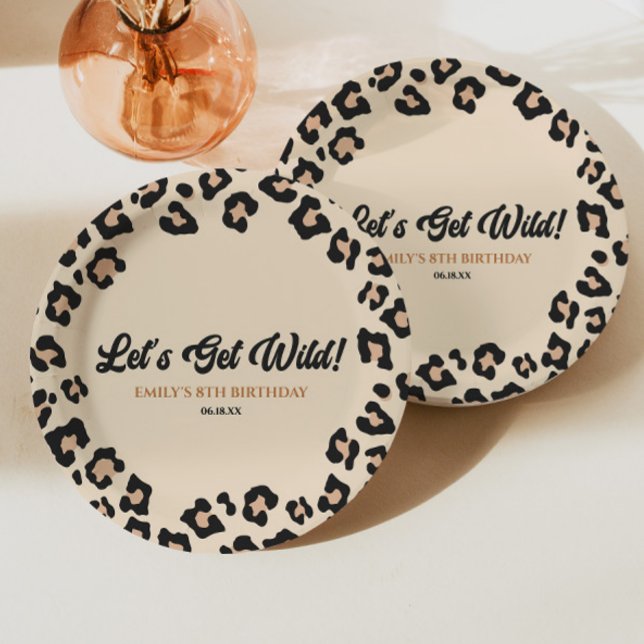 Leopard Cheetah Let's Get Wild! Birthday Party Paper Plate (Creator Uploaded)