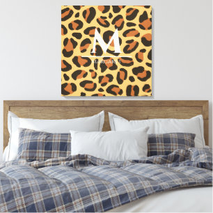 Leopard Cheetah Monogram Stretched Canvas Print