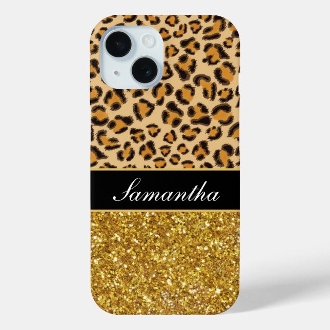 Leopard cheetah pattern gold glitter Case-Mate iPhone case (Back)