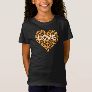 Leopard cheetah pattern heart Love  T-Shirt