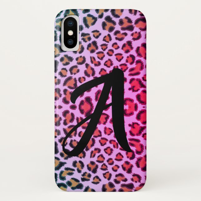 Leopard cheetah pink pattern -monogrammed  Case-Mate iPhone case (Back)