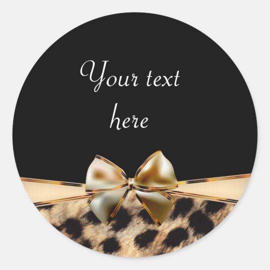 Leopard Cheetah Print Bow Birthday Party Stickers