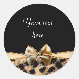 Leopard Cheetah Print Bow Birthday Party Stickers