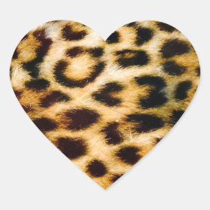 Leopard Cheetah Print Faux Fur Heart Sticker