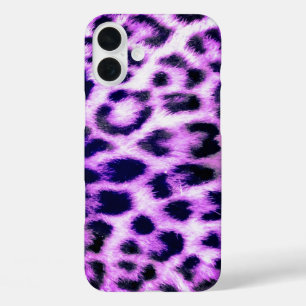Leopard Cheetah Print Faux Fur pink iPhone 16 Plus Case