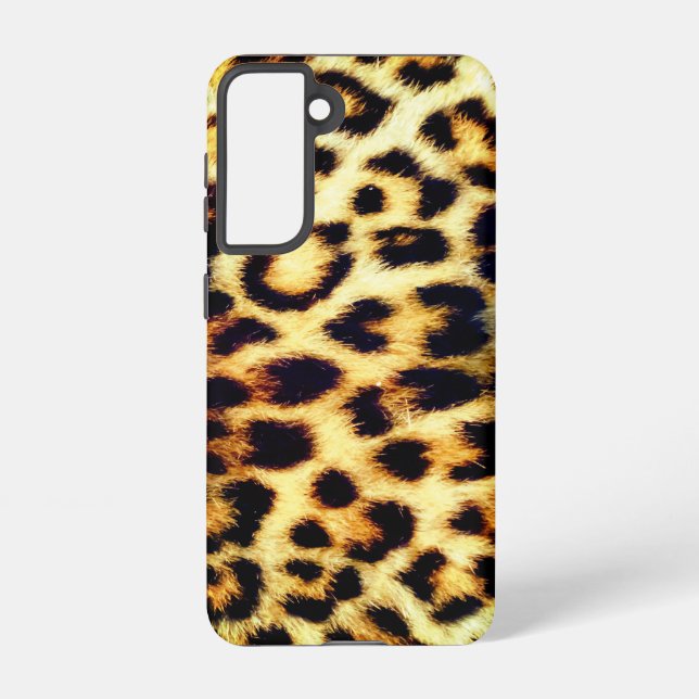 Leopard Cheetah Print Faux Fur Samsung Galaxy S21 Case (Back)