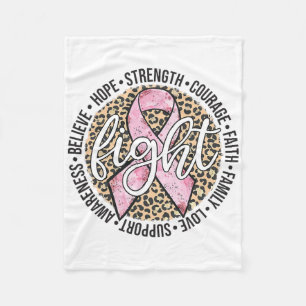 Leopard Cheetah Print Fight Breast Cancer Awarenes Fleece Blanket