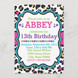 Leopard Cheetah Print Invitation Birthday