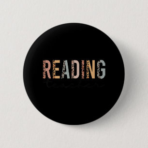Leopard Cheetah Print Reading Teacher Fun Back To 6 Cm Round Badge