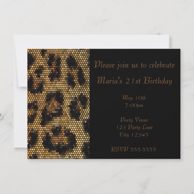 Leopard Cheetah Print Sparkle Party Invitation (Front)