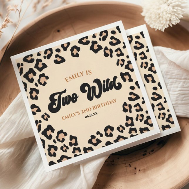 Leopard Cheetah Print Two Wild 2nd Birthday Party Napkin (Creator Uploaded)