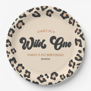 Leopard Cheetah Print Wild One 1st Birthday Party Paper Plate