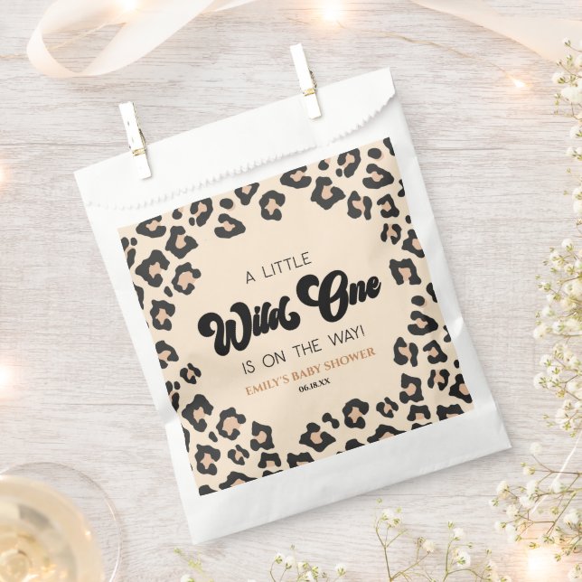 Leopard Cheetah Print Wild One Baby Shower Favour Bags (Clipped)