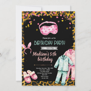 Leopard cheetah slumber Birthday Invitation