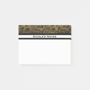 Leopard Cheetah Sparkle Glam Trendy Personalised Post-it Notes