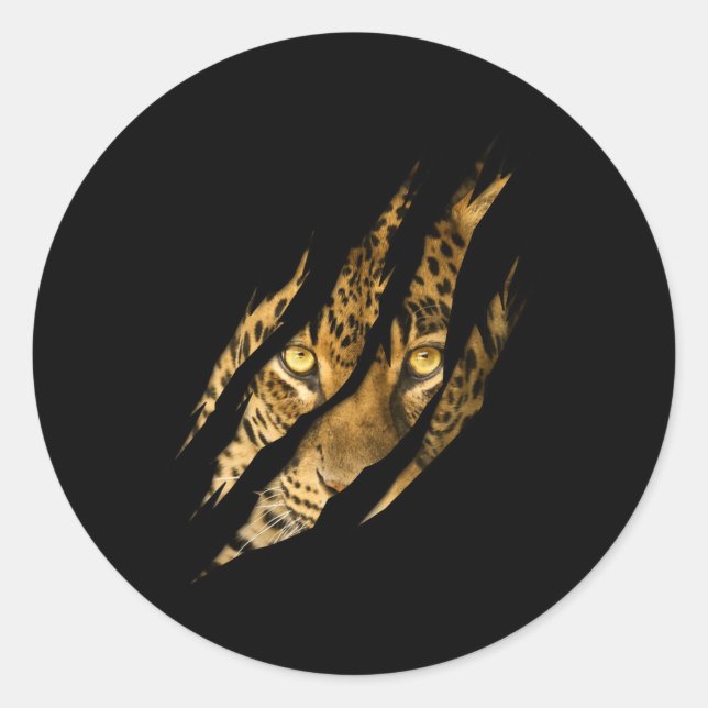 Leopard Cheetah Tiger Leopard Face Lion Cat Appare Classic Round Sticker (Front)