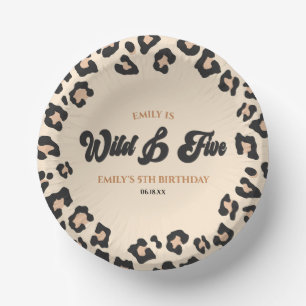 Leopard Cheetah Wild and Five 5th Birthday Party Paper Plate