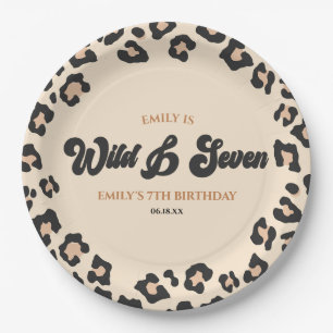 Leopard Cheetah Wild and Seven 7th Birthday Party Paper Plate