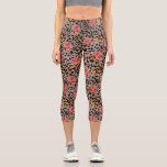 Leopard Cheetah Wild Cat Print Pink Floral Pattern Capri Leggings<br><div class="desc">Super trendy,  high-quality,  comfortable high-waisted capri leggings featuring a wild cat print accented with beautiful pink flowers. Add custom text,  monogram,  etc. to personalize. Perfect for working out,  hanging out or a night out.</div>