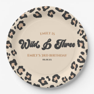 Leopard Cheetah Wild & Three 3rd Birthday Party Paper Plate