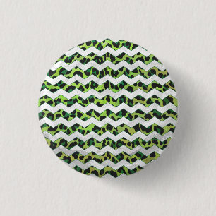 Leopard Chevron Black and Green Print 3 Cm Round Badge