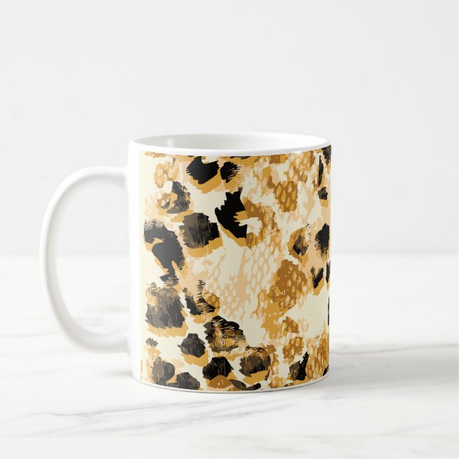 Leopard Chic: Vintage Pattern Elegance. Coffee Mug (Left)