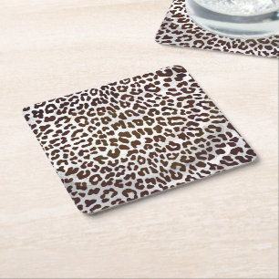 Leopard Chocolate Print Square Paper Coaster