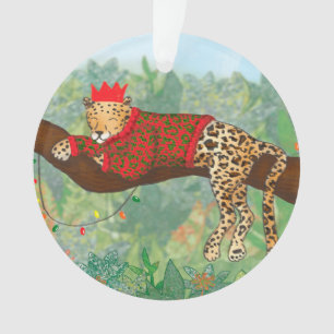 Leopard Christmas acrylic ornament