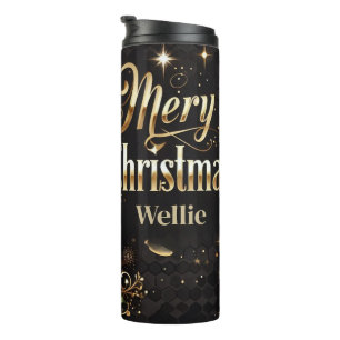 Leopard Christmas Gold Personalised Tumbler