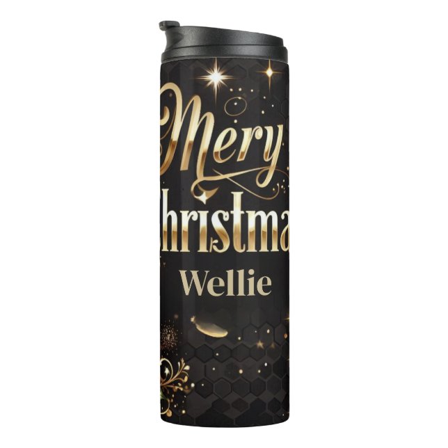 Leopard Christmas Gold Personalized Tumbler (Rotated Right)