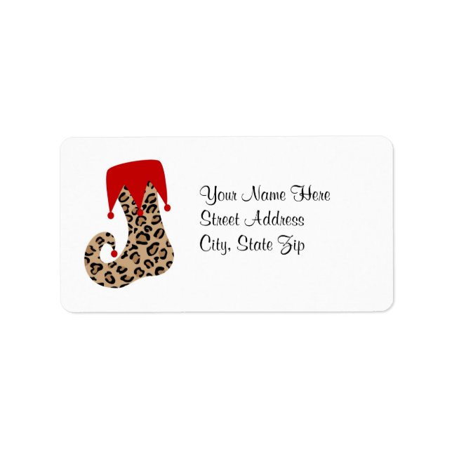 Leopard Christmas Holiday Stocking Address Label (Front)
