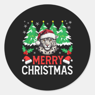 Leopard Christmas Pajama Costume For Xmas Holiday Classic Round Sticker