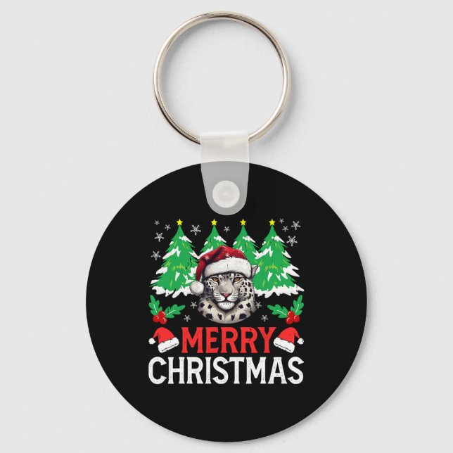 Leopard Christmas Pajama Costume for Xmas Holiday  Key Ring (Front)